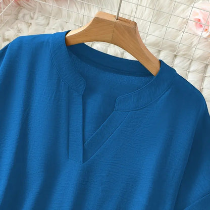 🌸Spring Sale 50% OFF👕Fashion Loose Solid Color Short Sleeve Top