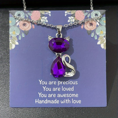 Cute Cat Pendant Necklace, Animal Sweater Chain, Great Christmas Halloween Thanksgiving Day Gift, New Year's Gift, Valentine's Day Gift