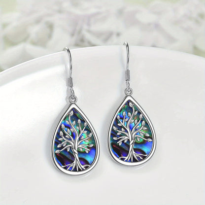 Tree of Life Fashion Jewelry Set - Water Drop Necklace & Earrings, Alloy with Mixed Colors, Perfect Gift for Birthdays and Christmas, Perfect for Winter, New Year