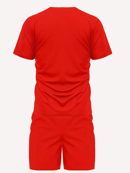 Men'S Athletic T-Shirt & Shorts Set - Navy Blue & White, Drawstring Waist, Sleeveless, Summer Sportswear, Casual Attire|Sporty Look|Comfortable Fi