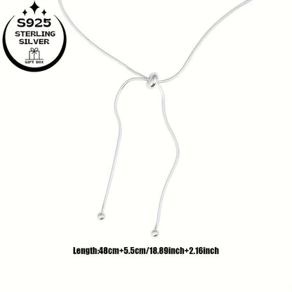 Elegant 925 Sterling Silver Long Adjustable Tassel Necklace for Women - Minimalist Luxury Design, Perfect for All Occasions & Ideal Holiday Gift, Festive Accessory|Sophisticated Accessory|Adjustable Length Necklace
