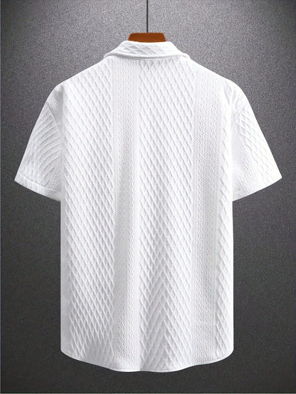 Men's Casual Short Sleeve Golf Shirt - Breathable Striped Pattern, Machine Washable Regular Fit for Summer Outdoor Hiking & Sports, Leisure Clothing | Classic Style | Nontransparent Material