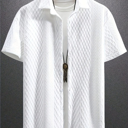 Men's Casual Short Sleeve Golf Shirt - Breathable Striped Pattern, Machine Washable Regular Fit for Summer Outdoor Hiking & Sports, Leisure Clothing | Classic Style | Nontransparent Material