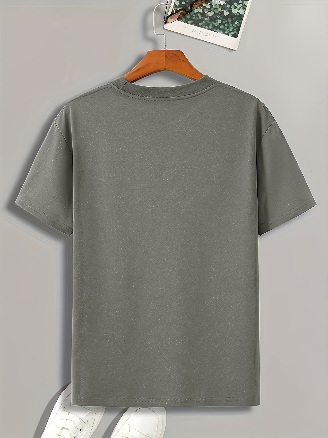 1pc Men'S Fashion Casual Crew Neck T-Shirt, 100% Polyester Knit Fabric, Slight Stretch, Alphabet Pattern, Summer Short Sleeve Tee