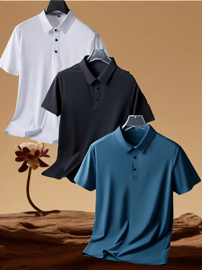New Summer Solid Color Simple Casual Sports Polo Shirt for Men with a Collar And Short Sleeves.