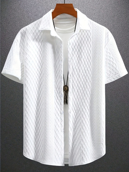 Men's Casual Short Sleeve Golf Shirt - Breathable Striped Pattern, Machine Washable Regular Fit for Summer Outdoor Hiking & Sports, Leisure Clothing | Classic Style | Nontransparent Material